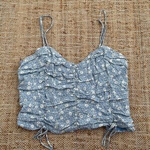 Skylar + Madison Blue and White Floral Crop Cami Top; Size M